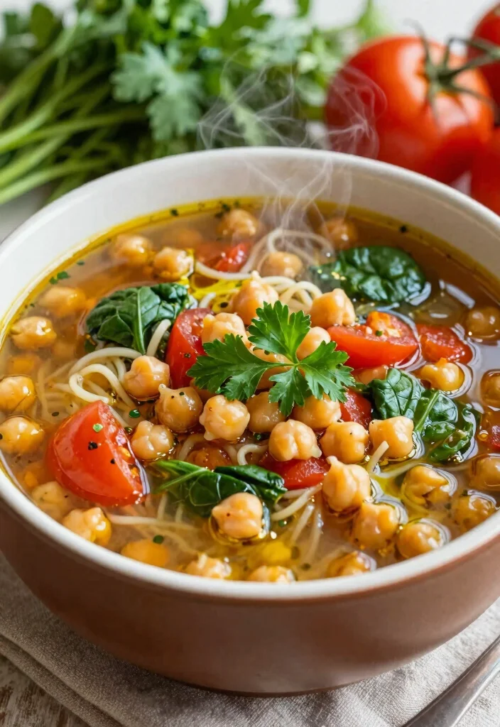 19 Vegetarian Noodle Soup Recipes for Quick Comfort - 7. Mediterranean Chickpea Noodle Soup 1