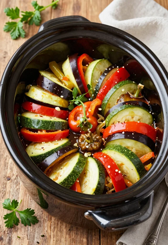 19 Vegetarian Slow Cooker Recipes for Hands-Off Cooking - 7. Slow Cooker Ratatouille 1