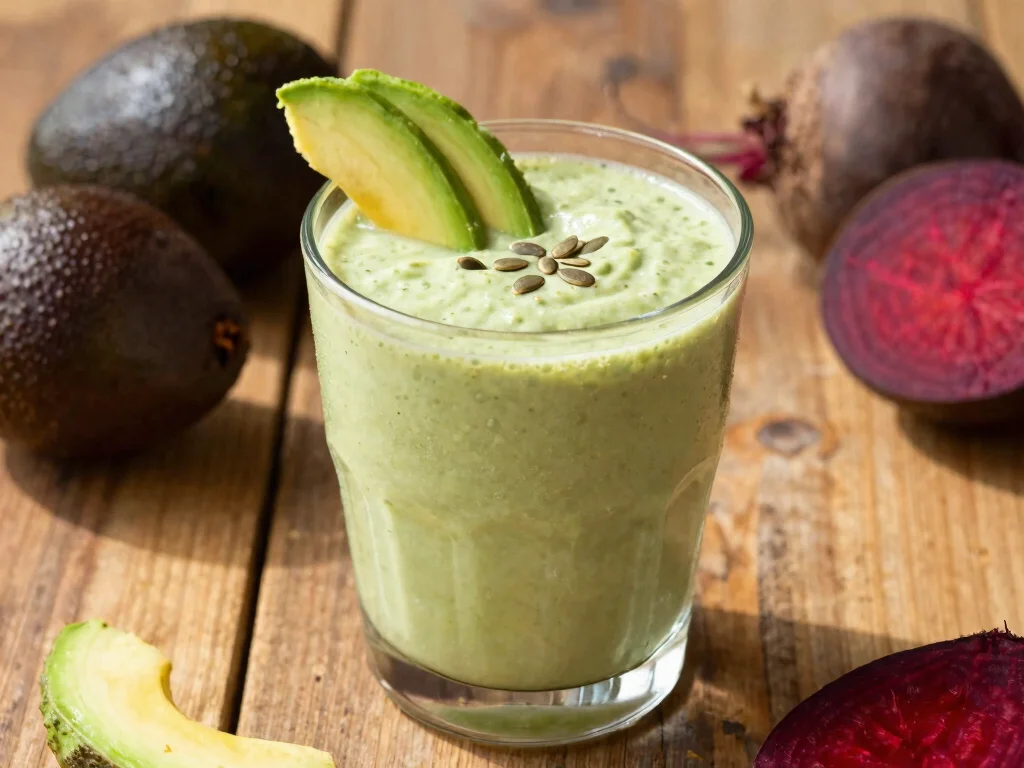 20 Beetroot Juice Recipes (Bold & Nutritious) - 12. Beetroot and Avocado Smoothie 1