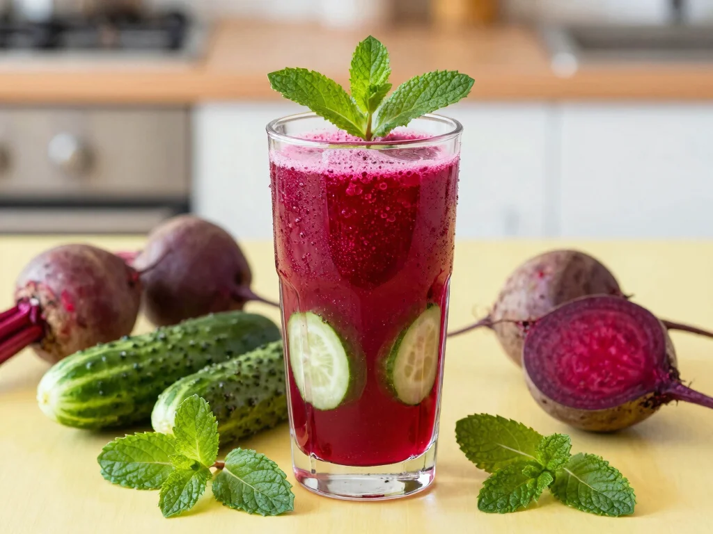 20 Beetroot Juice Recipes (Bold & Nutritious) - 13. Beet, Cucumber, and Mint Juice 1