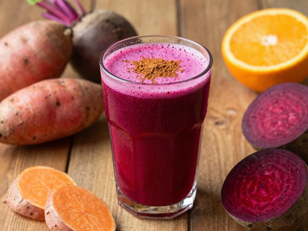 20 Beetroot Juice Recipes (Bold & Nutritious) - 17. Beetroot and Sweet Potato Juice 1
