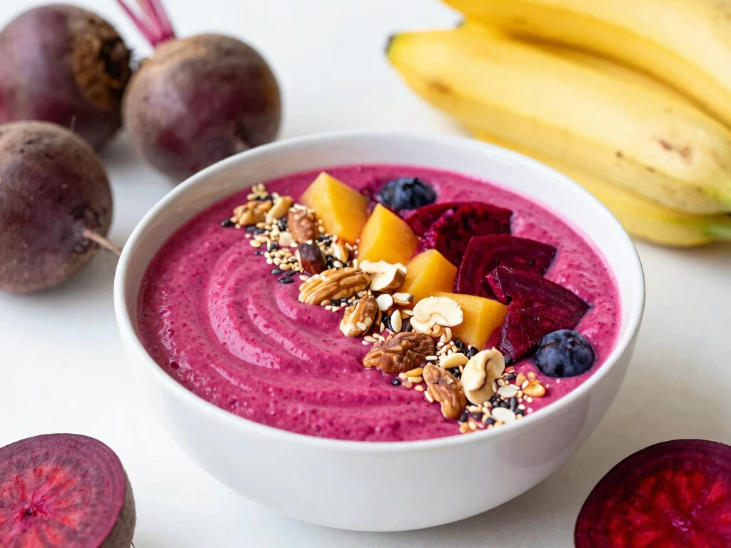 20 Beetroot Juice Recipes (Bold & Nutritious) - 18. Beet Smoothie Bowl 1