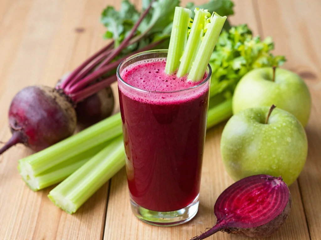 20 Beetroot Juice Recipes (Bold & Nutritious) - 6. Beetroot and Celery Detox Juice 1