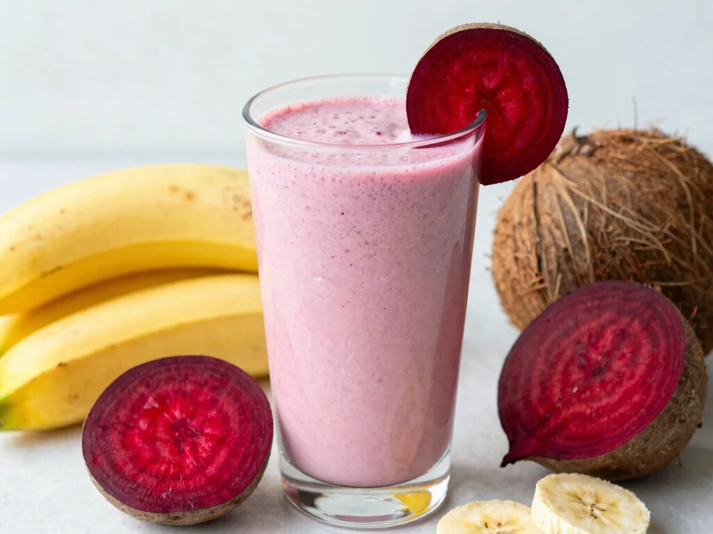 20 Beetroot Juice Recipes (Bold & Nutritious) - 7. Beetroot and Coconut Smoothie 1