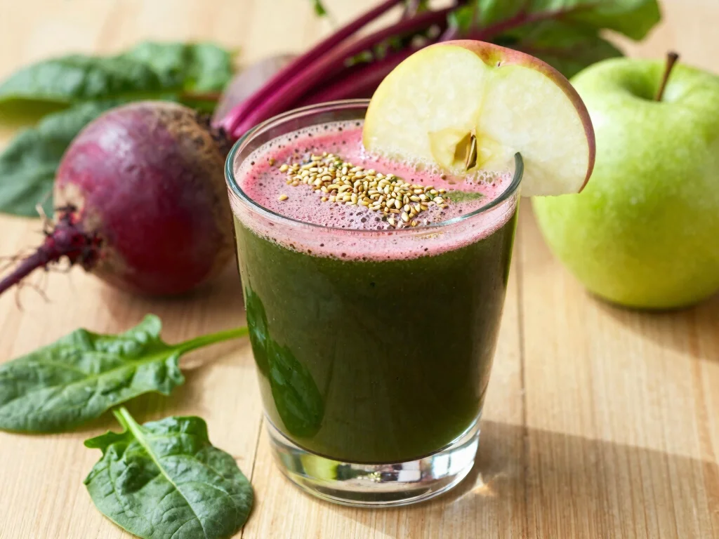 20 Beetroot Juice Recipes (Bold & Nutritious) - 9. Beetroot and Spinach Boost 1