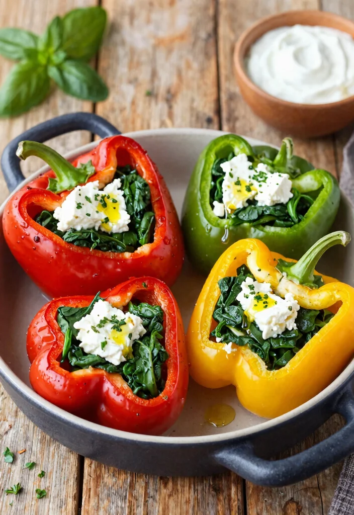 20 Easy One-Pot Vegetarian Meals for Any Night - 8. Spinach and Feta Stuffed Bell Peppers 1