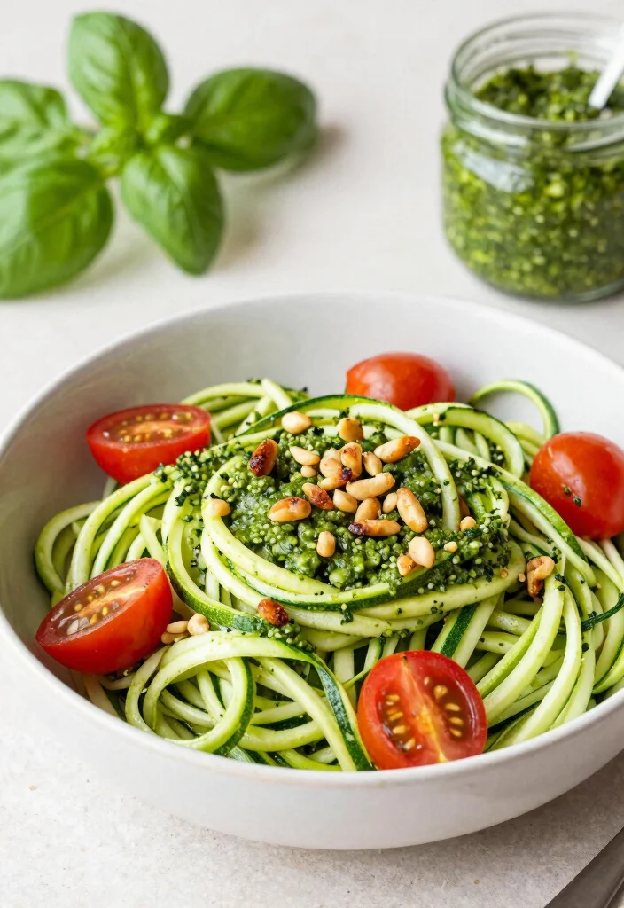 20 Healthy Vegetarian Pasta Recipes for Guilt-Free Comfort - 2. Zucchini Noodles with Pesto 1