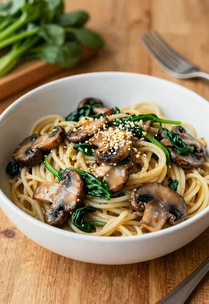 20 Healthy Vegetarian Pasta Recipes for Guilt-Free Comfort - 7. Mushroom and Spinach Linguine 1
