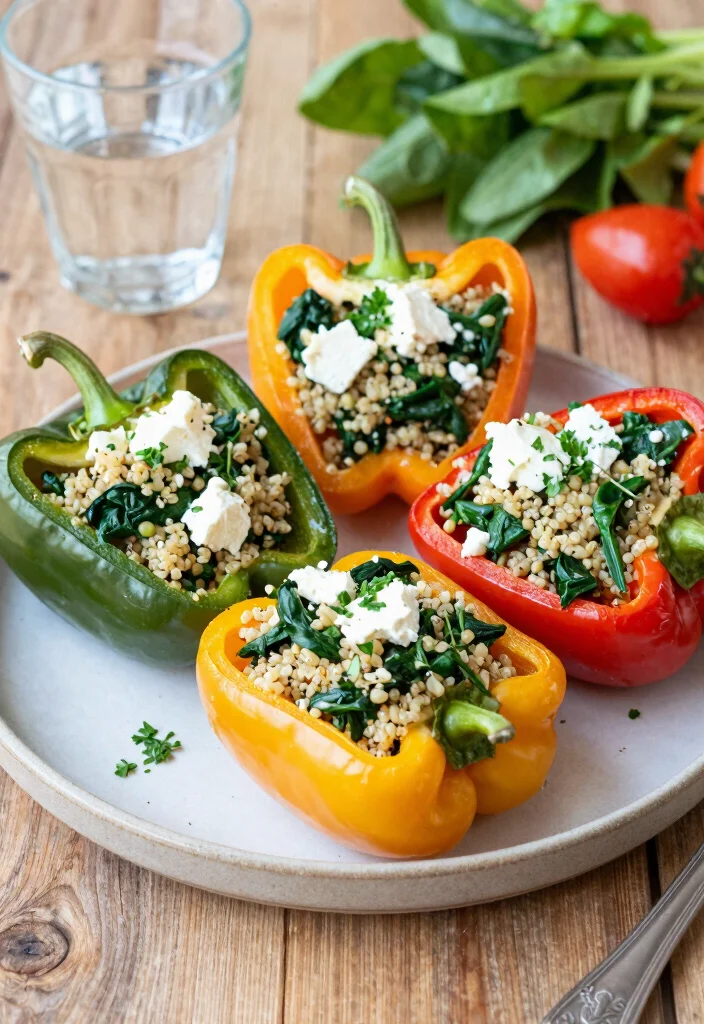 20 High-Protein Vegetarian Meals for Muscle & Health - 8. Spinach and Feta Stuffed Peppers 1