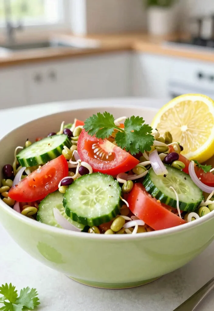 20 Indian Vegetarian Breakfast Recipes to Start Your Day Right - 11. Sprouted Moong Salad 1