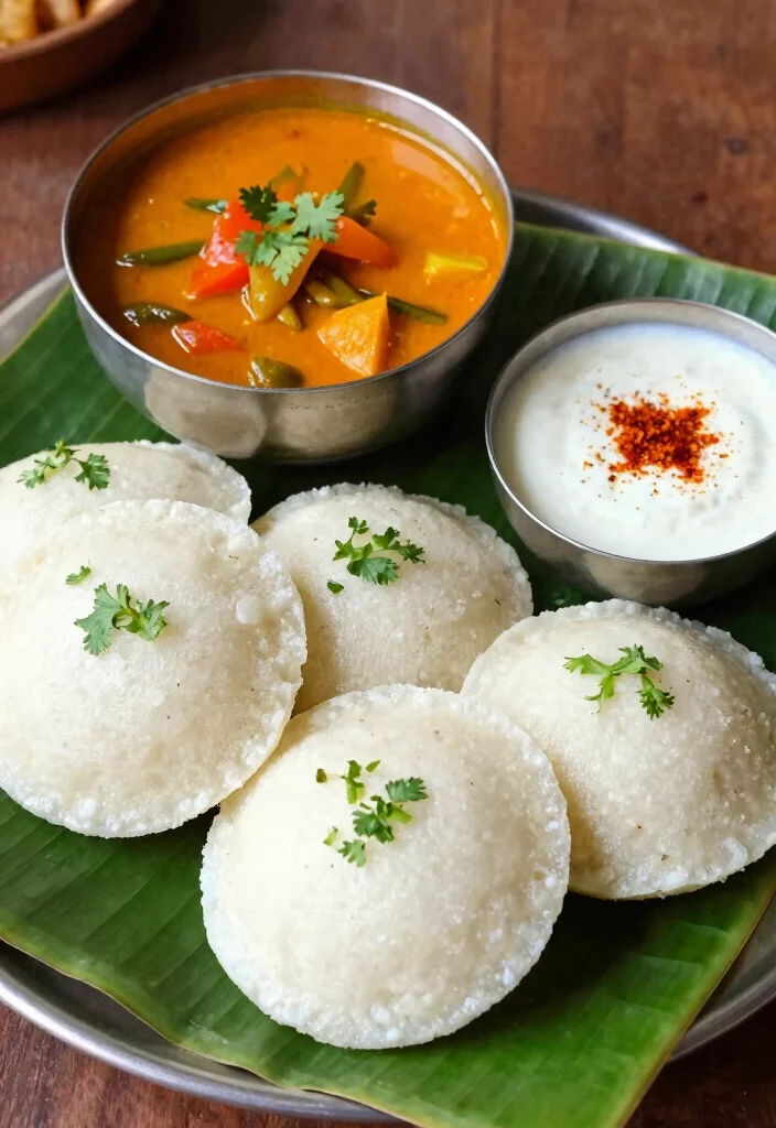 20 Indian Vegetarian Breakfast Recipes to Start Your Day Right - 2. Rava Idli with Sambar 1