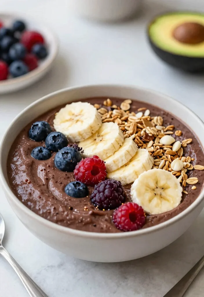 20 Indian Vegetarian Breakfast Recipes to Start Your Day Right - 20. Chocolate Avocado Smoothie Bowl 1