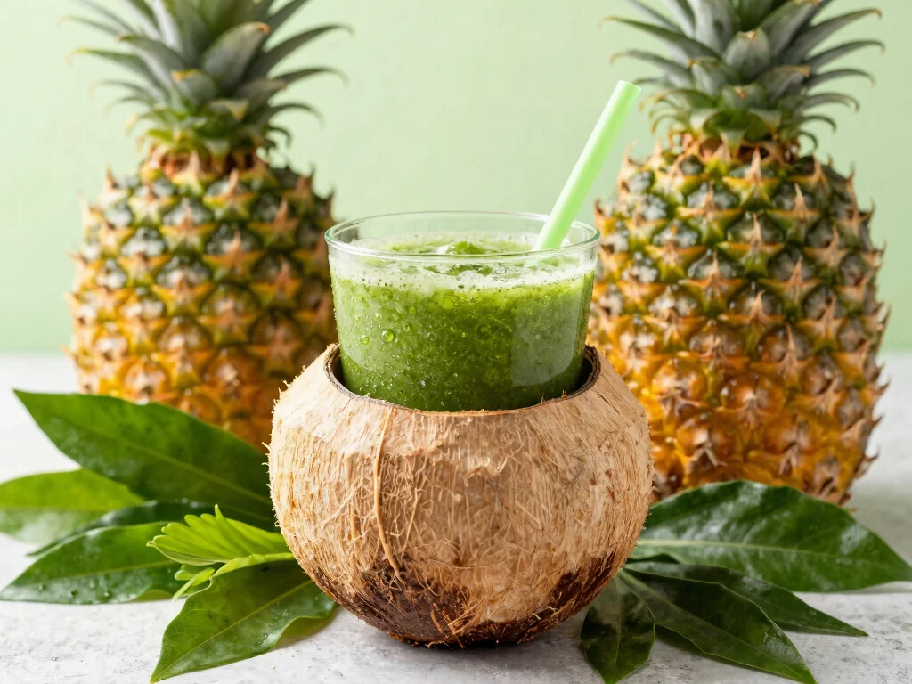 20 Juice Plus Complete Recipes (Smooth & Filling) - 13. Pineapple Coconut Green Smoothie 1