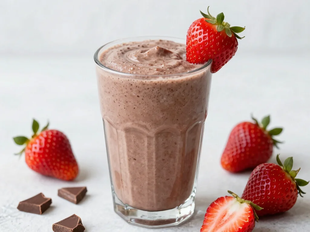 20 Juice Plus Complete Recipes (Smooth & Filling) - 15. Chocolate Strawberry Smoothie 1