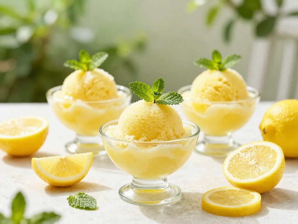 20 Recipes with Lemon Juice (Zesty & Bright) - 2. Lively Lemon Sorbet 1