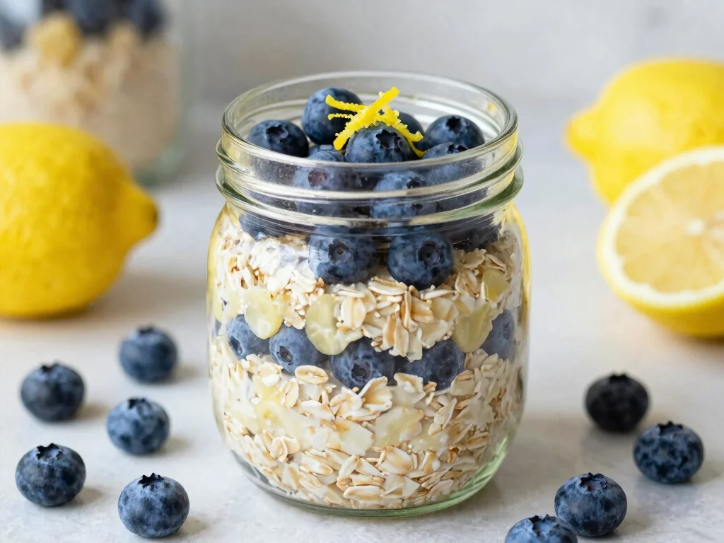 20 Recipes with Lemon Juice (Zesty & Bright) - 20. Lemon and Blueberry Overnight Oats 1