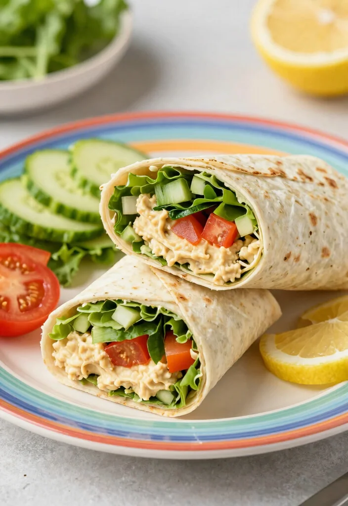 20 Vegetarian 15-Minute Meals for Busy Weeknights - 16. Hummus and Veggie Wrap 1
