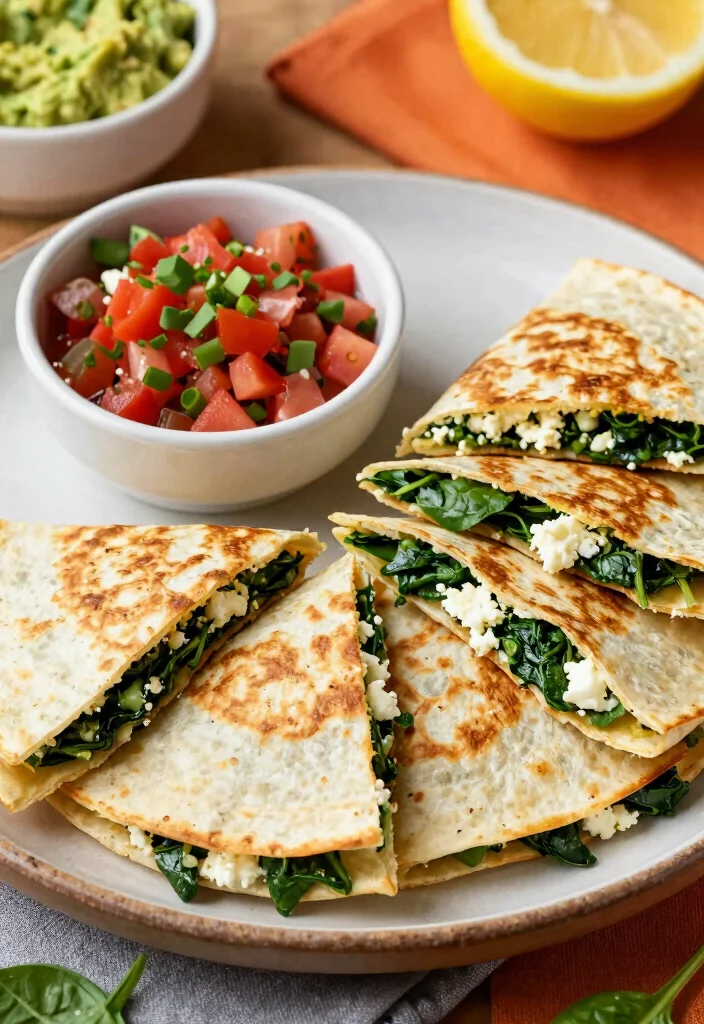 20 Vegetarian 15-Minute Meals for Busy Weeknights - 4. Spinach and Feta Quesadilla 1