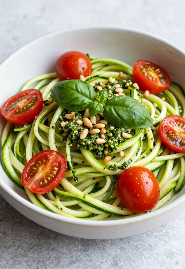 20 Vegetarian 15-Minute Meals for Busy Weeknights - 8. Zucchini Noodles with Pesto 1