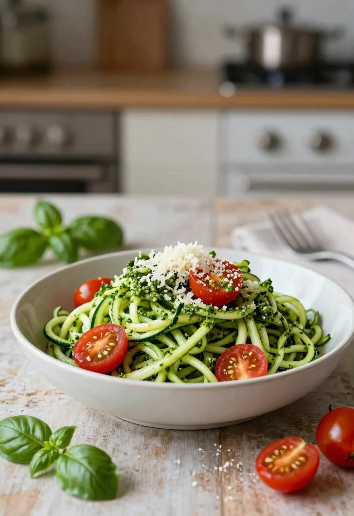 20 Vegetarian 30-Minute Meals for Quick Cooking - 7. Zucchini Noodles with Pesto 1