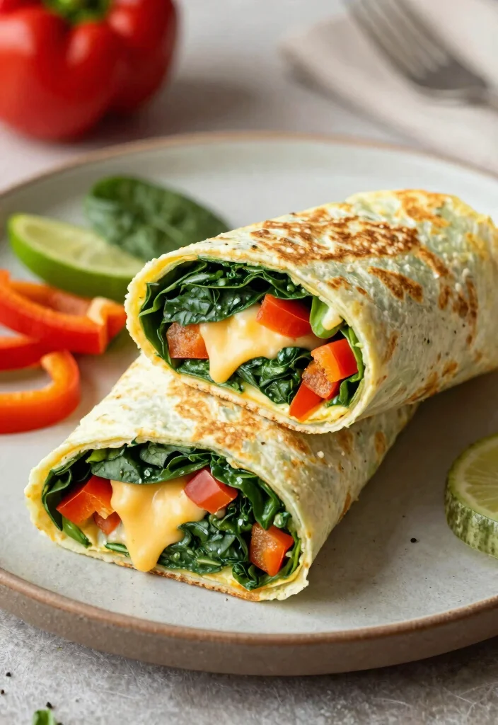 20 Vegetarian Work Lunch Ideas You Can Pack Fast - 19. Veggie Omelette Wrap 1