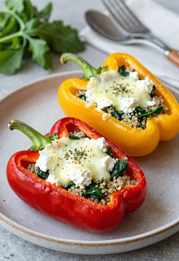 20 Vegetarian Work Lunch Ideas You Can Pack Fast - 4. Spinach and Feta Stuffed Peppers 1