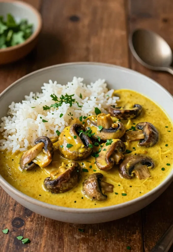 20 Vegetarian Yellow Curry Recipes Full of Flavor - 10. Creamy Mushroom Yellow Curry 1