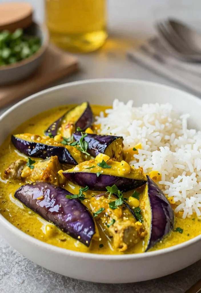20 Vegetarian Yellow Curry Recipes Full of Flavor - 11. Spicy Eggplant Yellow Curry 1