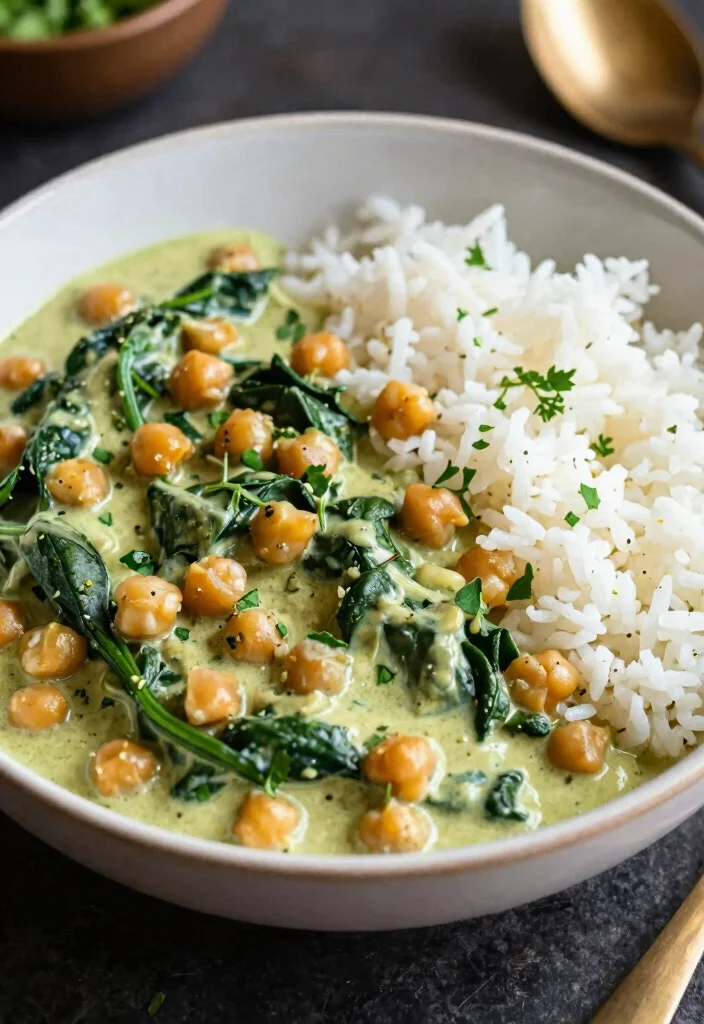 20 Vegetarian Yellow Curry Recipes Full of Flavor - 16. Chickpea and Spinach Coconut Curry 1