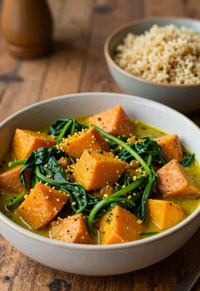 20 Vegetarian Yellow Curry Recipes Full of Flavor - 4. Sweet Potato and Spinach Curry 1