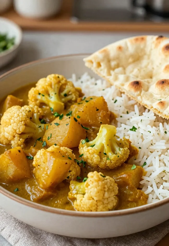 20 Vegetarian Yellow Curry Recipes Full of Flavor - 6. Cauliflower and Potato Curry 1