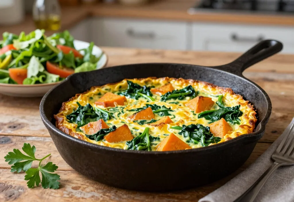 17 Whole30 Cast Iron Recipes Classic Cooking - 1. Sweet Potato and Spinach Frittata 1