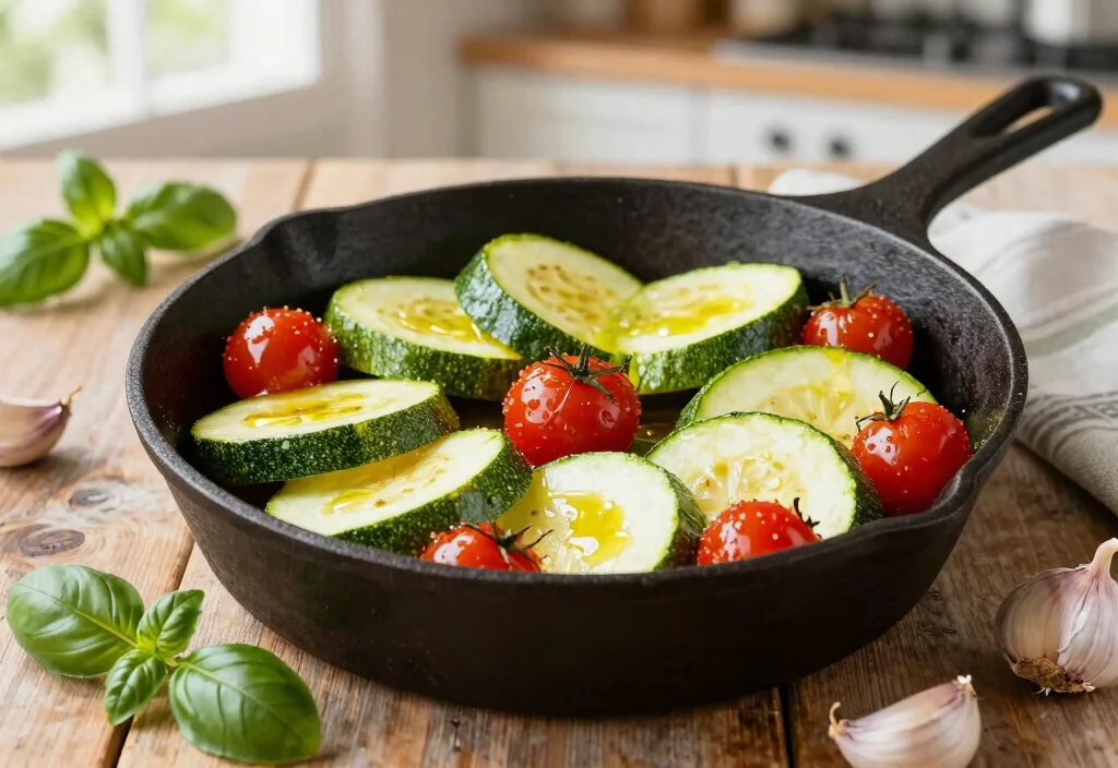 17 Whole30 Cast Iron Recipes Classic Cooking - 2. Savory Zucchini and Tomato Skillet 1
