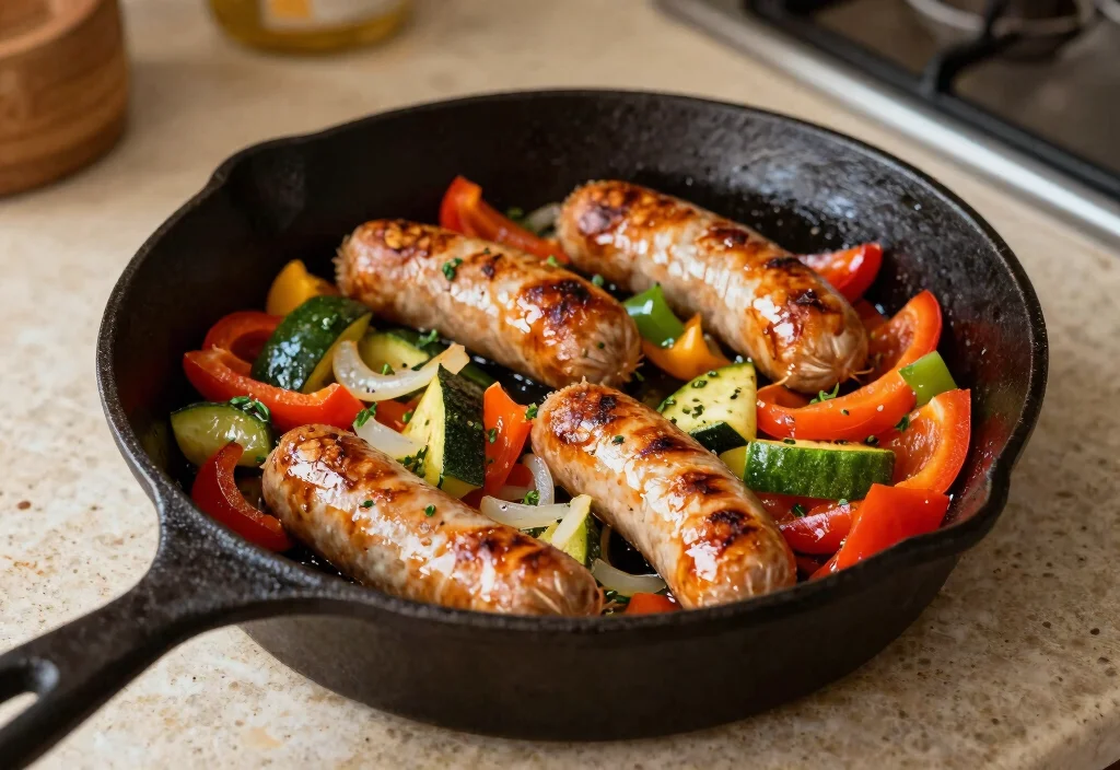17 Whole30 Cast Iron Recipes Classic Cooking - 4. Breakfast Sausage and Veggie Skillet 1