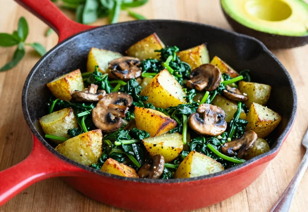 17 Whole30 Cast Iron Recipes Classic Cooking - 9. Spinach and Mushroom Hash 1