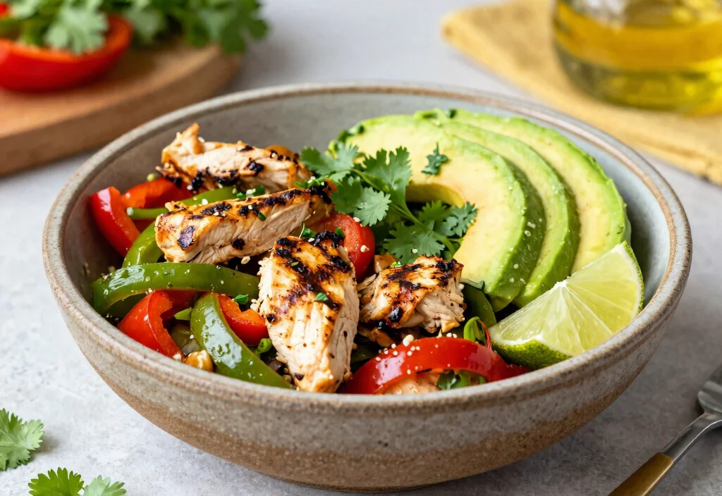 17 Whole30 Lunch Ideas for Work Week - 14. Chicken Fajita Bowl 1