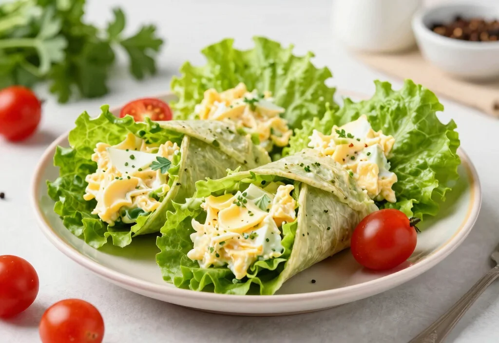 17 Whole30 Lunch Ideas for Work Week - 8. Egg Salad Lettuce Wraps 1
