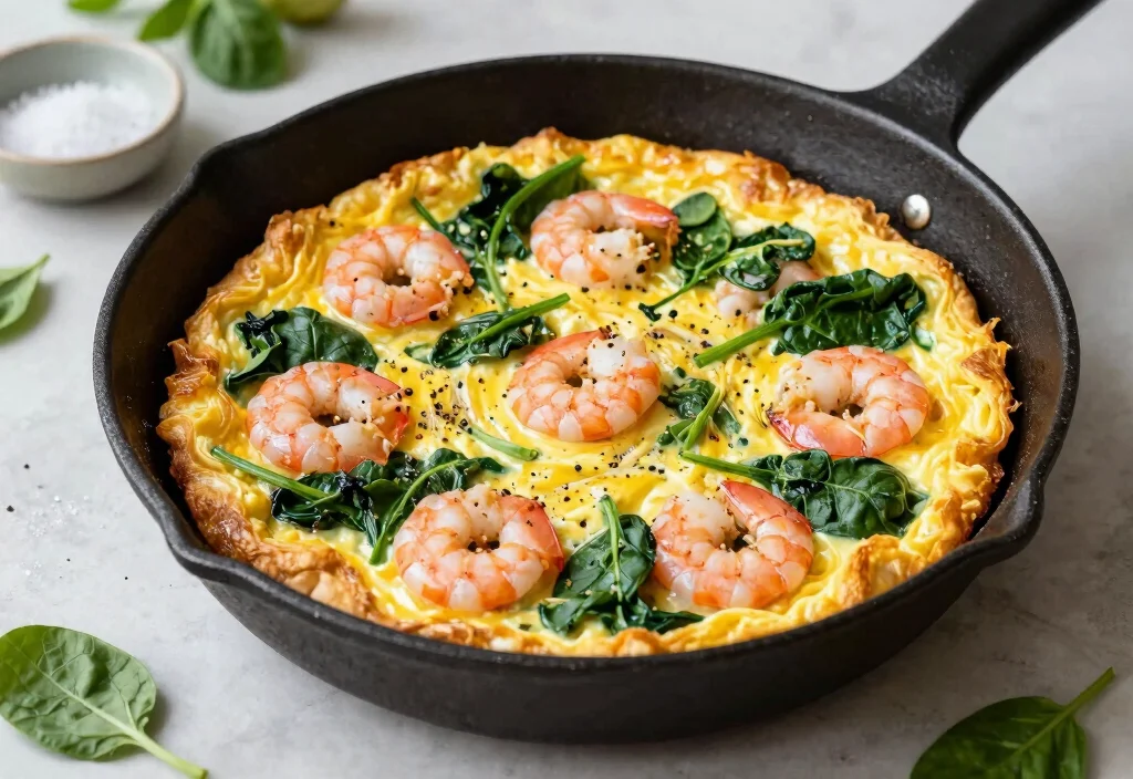 17 Whole30 Shrimp Recipes Fast & Easy - 11. Shrimp and Spinach Frittata 1