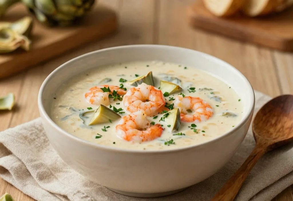 17 Whole30 Shrimp Recipes Fast & Easy - 13. Shrimp and Artichoke Soup 1