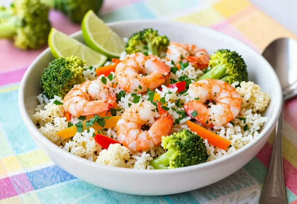 17 Whole30 Shrimp Recipes Fast & Easy - 9. Shrimp and Cauliflower Rice Bowl 1