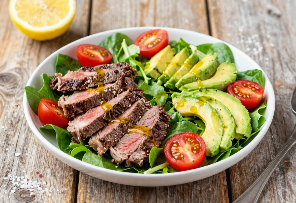 17 Whole30 Steak Recipes with Restaurant Quality - 4. Steak Salad with Avocado and Tomatoes 1