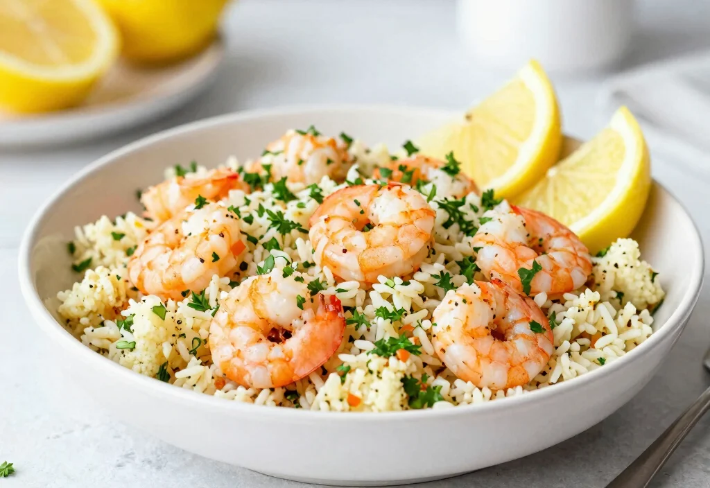 18 Whole30 Fish Recipes for Lighter Options - 18. Mediterranean Shrimp and Cauliflower Rice 1