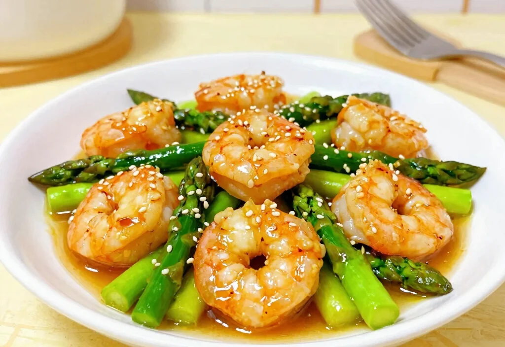18 Whole30 Skillet Recipes Stovetop Favorites - 17. Honey Garlic Shrimp and Asparagus 1