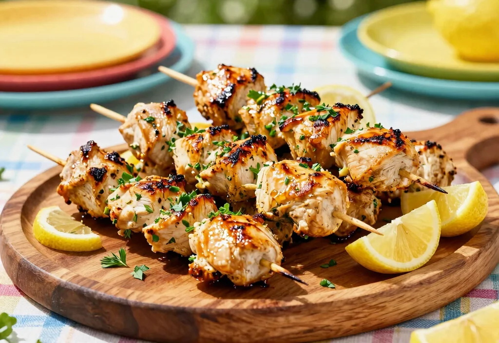 18 Whole30 Skillet Recipes Stovetop Favorites - 9. Lemon Herb Grilled Chicken Skewers 1