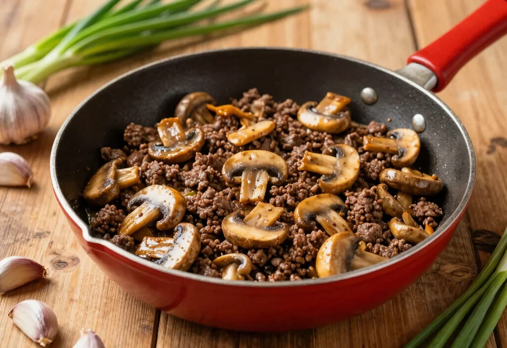19 Whole30 Ground Beef Recipes Easy & Satisfying - 14. Ground Beef and Mushroom Stir-Fry 1