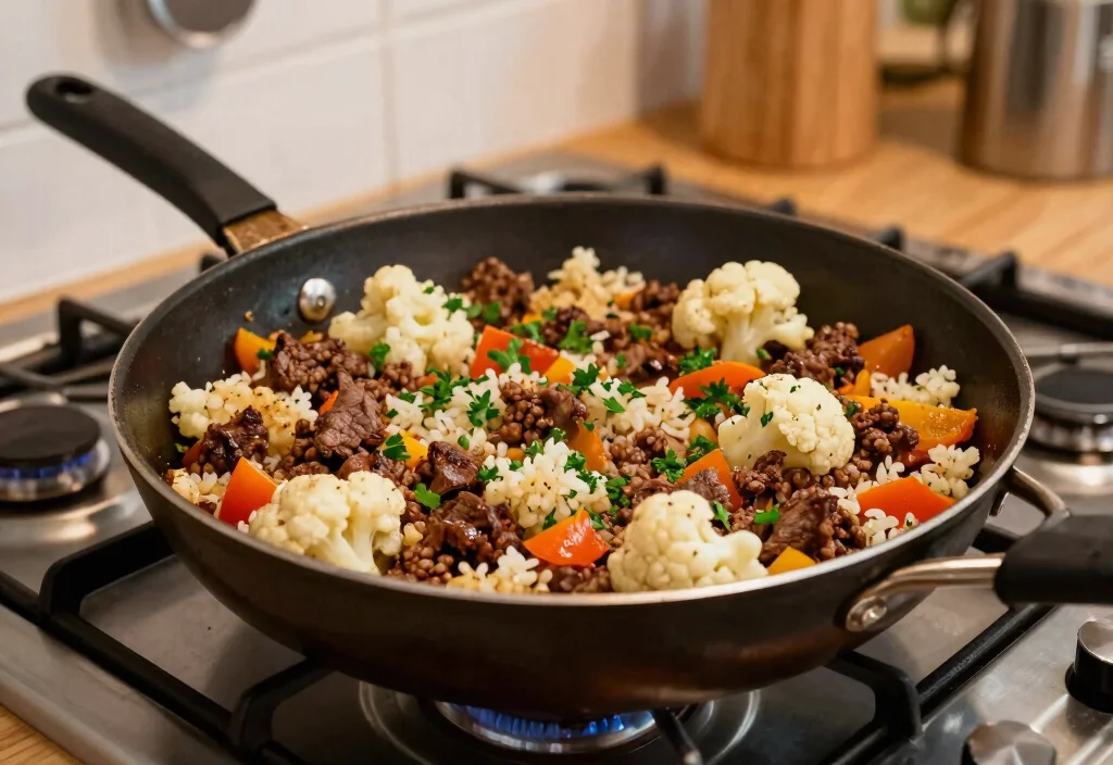 19 Whole30 Ground Beef Recipes Easy & Satisfying - 2. Savory Beef and Cauliflower Rice Skillet 1