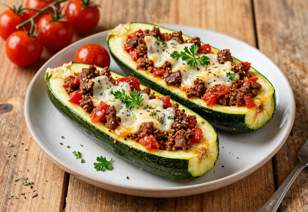 19 Whole30 Ground Beef Recipes Easy & Satisfying - 5. Italian Beef Zucchini Boats 1