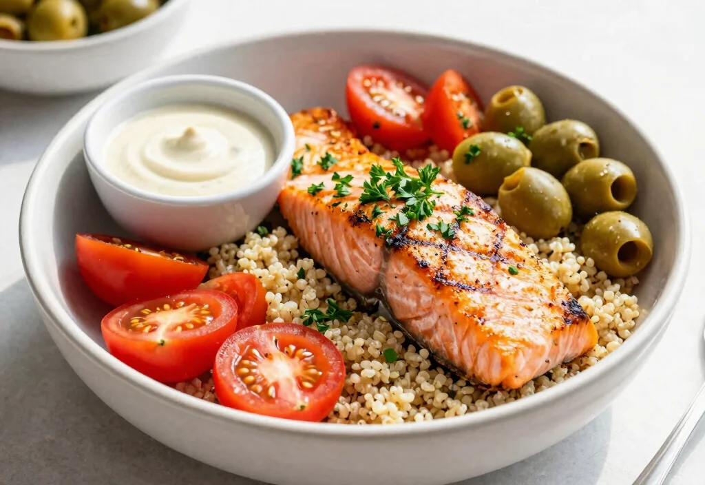19 Whole30 Salmon Recipes Healthy & Omega Rich - 5. Mediterranean Salmon Bowl 1
