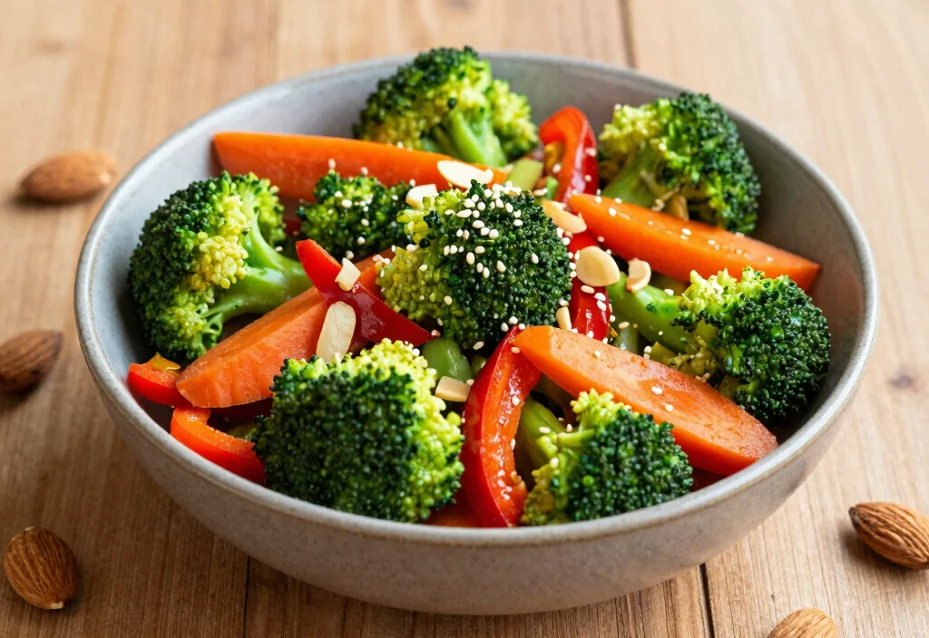 19 Whole30 Stir Fry Recipes Quick & Colorful - 15. Mixed Veggie Stir Fry with Almonds 1