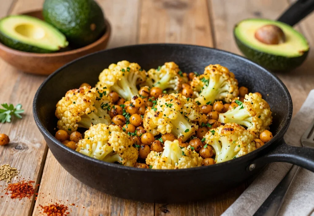 19 Whole30 Stovetop Recipes Quick & Easy - 5. Spiced Cauliflower and Chickpea Hash 1